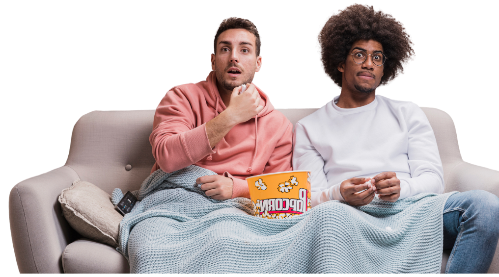 2 people watching TV